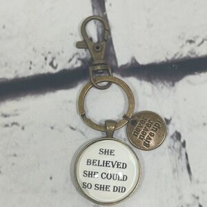 Brass Tone Clip Keyring Quote She Believed She could Do It